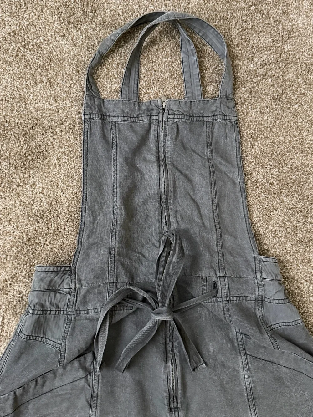 Free People Charcoal Gray Short Overalls